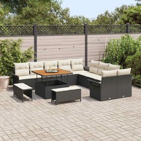 vidaXL Σετ Καναπέ Κήπου 13 pcs Μαύρο συνθετικό ρατάν