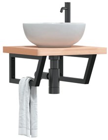 Ράφι Νιπτήρα Τοίχου από Ατσάλι / Μασίφ Ξύλο Οξιάς