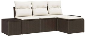vidaXL Σετ Καναπέ Κήπου 4 pcs Καφέ, Κρέμα Πολυ rattan, βαμμένο ατσάλι