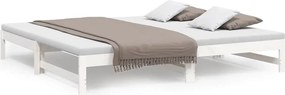 vidaXL Καναπές Κρεβάτι Συρόμενος Λευκός 2x(100x200) εκ. Μασίφ Πεύκο