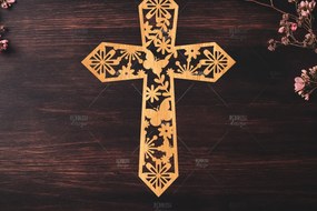 Σετ των 2 Intra απο ξύλο plywood 3mm-4mm πάχος Christian Cross Silhouette, Δίασταση 15x15 cm INTRAFABR-119063479