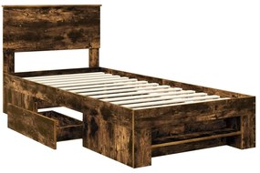 vidaXL Σκελετός Κρεβατιού Καπνιστό Δρύς 90 x 200 cm Επεξεργασμένο ξύλο