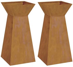 vidaXL Γλάστρα Πυλώνας 2 pcs Ασημί 35 x 35 x 73 εκ. Ατσάλι