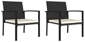 Καρέκλες Τραπεζαρίας Κήπου 2 τεμ. Μαύρες από Συνθετικό Ρατάν - Μαύρο