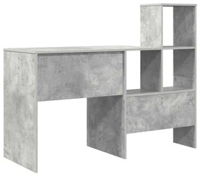 vidaXL Γραφείο με ράφι Γκρι σκυροδέματος 131.5 x 50 x 106.5 εκ.