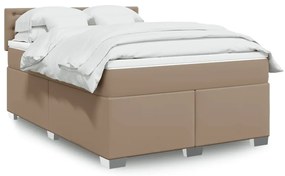 vidaXL Κρεβάτι Boxspring με Στρώμα Καπουτσίνο 140x190εκ.από Συνθ.Δέρμα