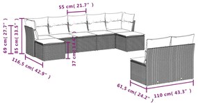 vidaXL Σαλόνι Κήπου Σετ 9 τεμ. Μπεζ Συνθετικό Ρατάν με Μαξιλάρια