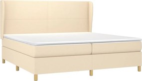 vidaXL Κρεβάτι Boxspring με Στρώμα Κρεμ 200x200 εκ. Υφασμάτινο