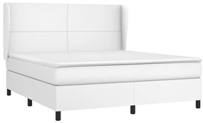 vidaXL Κρεβάτι Boxspring με Στρώμα Λευκό 180x200 εκ. Συνθετικό Δέρμα