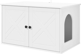vidaXL Σπίτι Γάτας Λευκό 85 x 55 x 50,5 εκ Επεξεργασμένο ξύλο