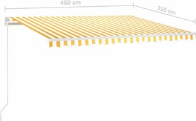 vidaXL Αναδιπλούμενη τέντα Κίτρινο και Λευκό 450 x 350 εκ