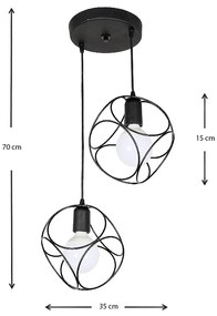 Φωτιστικό οροφής Lusita Megapap E27 μεταλλικό δίφωτο χρώμα μαύρο 35x35x70εκ.
