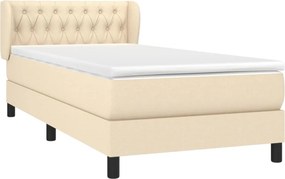 vidaXL Κρεβάτι Boxspring με Στρώμα Κρεμ 90x190 εκ.Υφασμάτινο