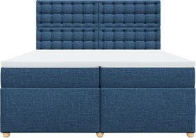 vidaXL Κρεβάτι Boxspring με Στρώμα Μπλε 200x200 εκ. Υφασμάτινο