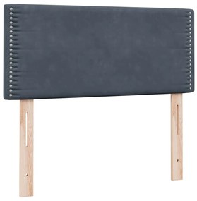 Κρεβάτι Boxspring με Στρώμα Σκούρο Γκρι 100x210 εκ. Βελούδινο - Γκρι