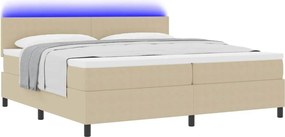 vidaXL LED Κρεβάτι με βάθρο Ανοιχτό Γκρι και Λευκό 200 x 200 cm