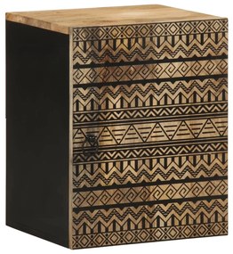 κρεμαστό ντουλάπι μπάνιου μαύρο 38x33,5x48 cm μασίφ ξύλο Mango - Μαύρο