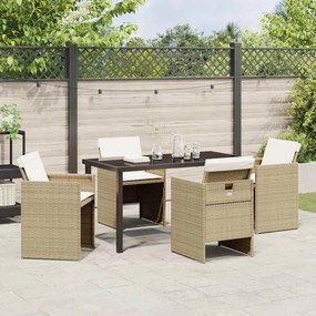 vidaXL Σέτ φαγητού για κήπο με μαξιλάρι 5 pcs Μπεζ Πολυ ράταν