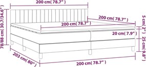 vidaXL Κρεβάτι Boxspring με Στρώμα Μαύρο 200x200 εκ. Υφασμάτινο