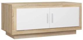 Τραπεζάκι Σαλονιού Λευκό &amp; Sonoma Δρυς 102x50x45 εκ. Επεξ. Ξύλο - Μπεζ