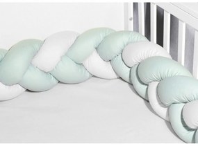 Πάντα - Πλεξούδα Κούνιας Τριπλή Des.3130 White-Mint Baby Oliver 20x200cm 100% Βαμβάκι