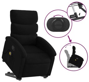 vidaXL Πολυθρόνα Μασάζ Ανακλινόμενη με Ανύψωση Μαύρη Υφασμάτινη