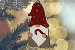 Σετ των 3 Intra απο ξύλο plywood 3mm-4mm πάχος Χριστουγεννιάτικο GNOME, Διακοσμητικό Στολίδι Δίασταση 4x4 cm INTRAFABR-85642406