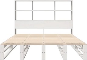 vidaXL Κρεβάτι Βιβλιοθήκη Χωρίς Στρώμα Λευκό 160x200 εκ Μασίφ Πεύκο