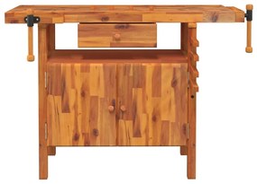 vidaXL Πάγκος Εργ. Συρτάρι/ Μέγγενες 124x52x83 εκ. Μασίφ Ξύλο Ακακίας