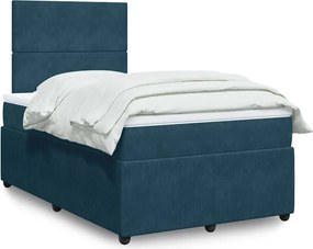 vidaXL Κρεβάτι Boxspring με Στρώμα Μπλε 120x200 εκ. Βελούδινο