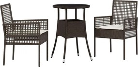 vidaXL Σέτ φαγητού για κήπο 3 pcs Καφέ συνθετικό ρατάν