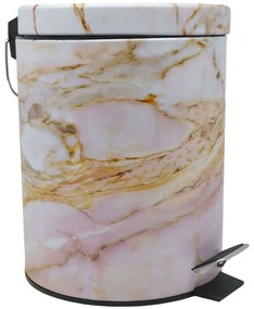 Κάδος Απορριμμάτων 833900 Φ21x27cm 5lt Marble Effect White Ankor 5lt Ανοξείδωτο Ατσάλι