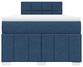 Κρεβάτι Boxspring με Στρώμα Μπλε 120x200 εκ. Υφασμάτινο - Μπλε