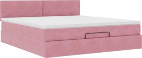 vidaXL Οθωμανικό κρεβάτι με στρώμα ροζ 180x200cm Velvet