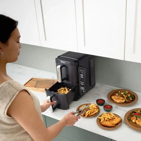 Φριτέζα θερμού αέρα Ninja SL300EU, 2470W, 7,6 l, 40-240C, 2 καλάθια, 6 προγράμματα, συγχρονισμένο μαγείρεμα, χρονοδιακόπτης, αυτόματη διακοπή, μαύρο χρώμα