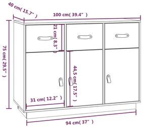 Ντουλάπι Καφέ Μελί 100 x 4 x 75 εκ. από Μασίφ Ξύλο Πεύκου - Καφέ