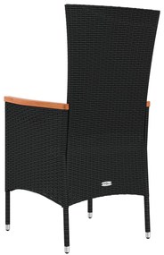 vidaXL Καρέκλες Κήπου 2 τεμ. Μαύρες από Συνθετικό Ρατάν με Μαξιλάρια