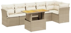 vidaXL Σαλόνι Κήπου Σετ 7 τεμ. Μπεζ Συνθετικό Ρατάν με Μαξιλάρια