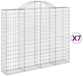 vidaXL Συρματοκιβώτια Τοξωτά 7 τεμ. 200x30x160/180 εκ. Γαλβαν. Ατσάλι