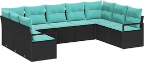 vidaXL Σετ Καναπέ με μαξιλάρι 9 pcs Μαύρο συνθετικό ρατάν