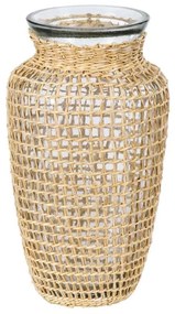 Βάζο Mandy 35621 Φ11,5x21cm Natural GloboStar Glass,Bamboo