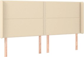 vidaXL Κρεβάτι Boxspring με Στρώμα &amp; LED Κρεμ 180x200 εκ. Υφασμάτινο