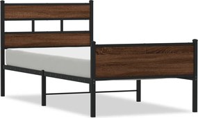 vidaXL Πλαίσιο Κρεβ. Χωρ. Στρώμα Καφέ Δρυς 90x200 εκ. Επεξ. Ξύλο