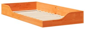vidaXL Κρεβάτι δαπέδου Καφέ κεριού 75 x 190 cm Συμπαγές ξύλο πεύκου