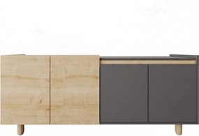 Κονσόλα Sapphire Δρυς / Ανθρακί NUER 180x45x75