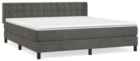 vidaXL Κρεβάτι Boxspring με Στρώμα Σκούρο Γκρι 160x200 εκ. Βελούδινο