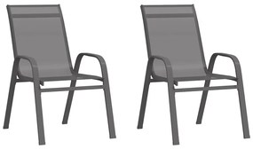 Καρέκλες Κήπου Στοιβαζόμενες 2 τεμ. Γκρι από Ύφασμα Textilene - Γκρι