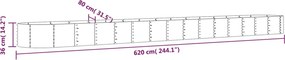 vidaXL Ζαρντινιέρα Γκρι 620x80x36 εκ. Γαλβανισμένος χάλυβας