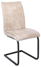 Καρέκλα Μεταλλική TORY Μαύρη/Ύφασμα Suede Μπεζ 43x56x95cm (Σετ 4 ΤΕΜ)