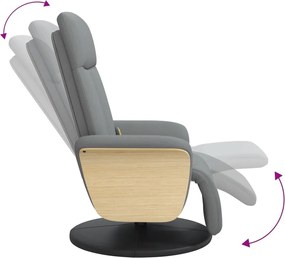 vidaXL Πολυθρόνα Μασάζ Ανακλινόμενη με Υποπόδιο Αν. Γκρι Υφασμάτινη